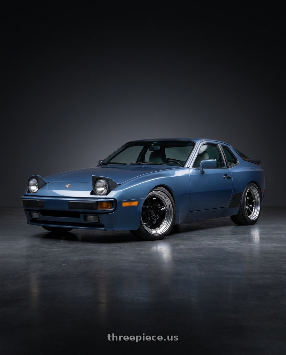 1989 Porsche 944 with Work Meister S1 3P 5x114.3 17x9+61 W Disk Black wheels