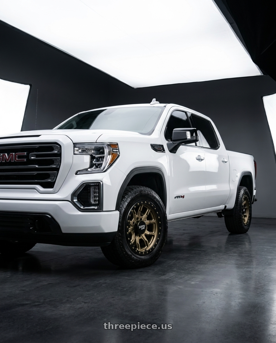 2021 GMC Sierra 1500 AT4 with Dirty Life Dt-1 9303 6x139.7A 17x9-12 Satin Gold W/Simulated Ring wheels