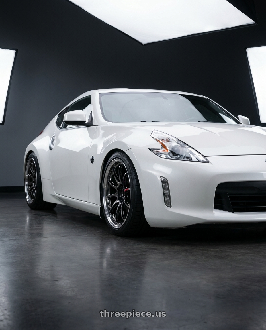 2017 Nissan 370z  with Work Emotion Zr10 5x100 19x10.5 +23 Glim Black Diamond Rim cut wheels
