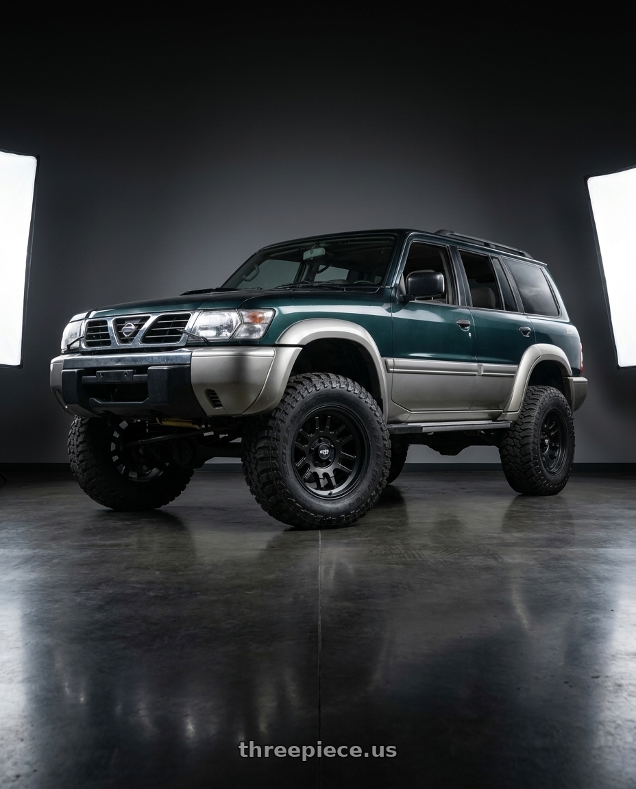 2001 Nissan Patrol with Dirty Life Canyon 9310 6x139.7 17x9-12 Matte Black wheels