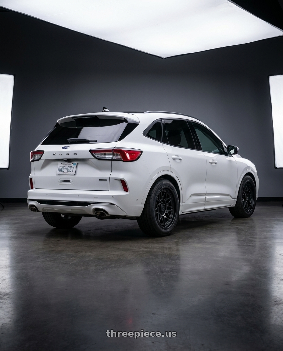 2022 ford kuga mk3 white  with Pro Comp PA202 BASECAMP 5X127 17X8 +20 MATTE BLACK wheels rear three quarter view square tires