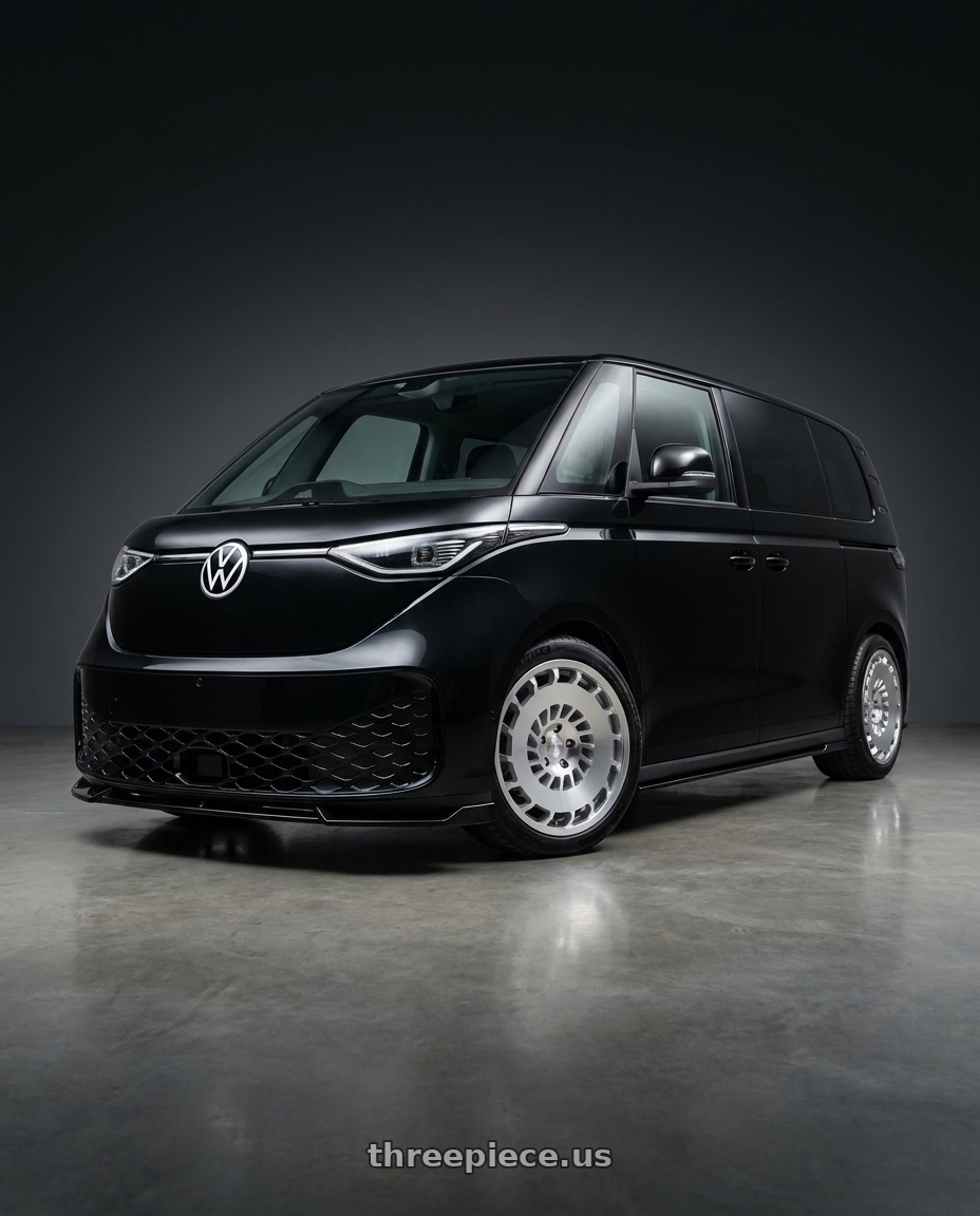 2025 VW ID Buzz  with Rotiform 1PC R135 CCV 5X112 18X8.5 +45 GLOSS SILVER MACHINED wheels