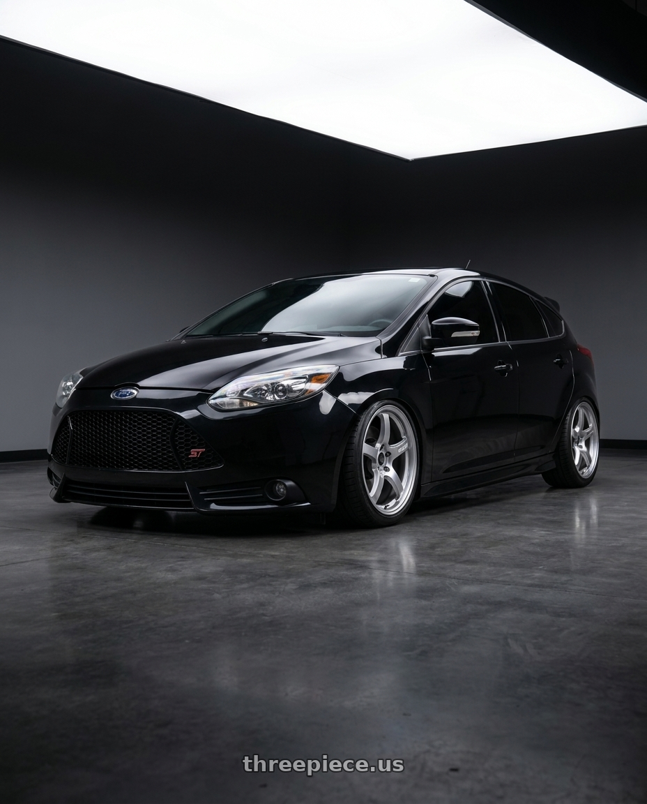 2013 focus st black with Gram Lights 57CR 5x114.3 18x9.5+38 Grace Silver wheels
