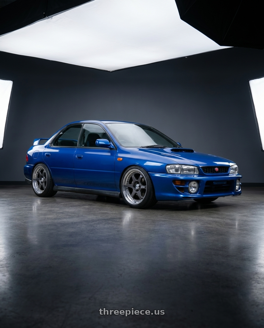 2000 Subaru WRX with Work Meister L1 3P 5x100 18x7.5+25 A Disk Matte Gunmetal wheels