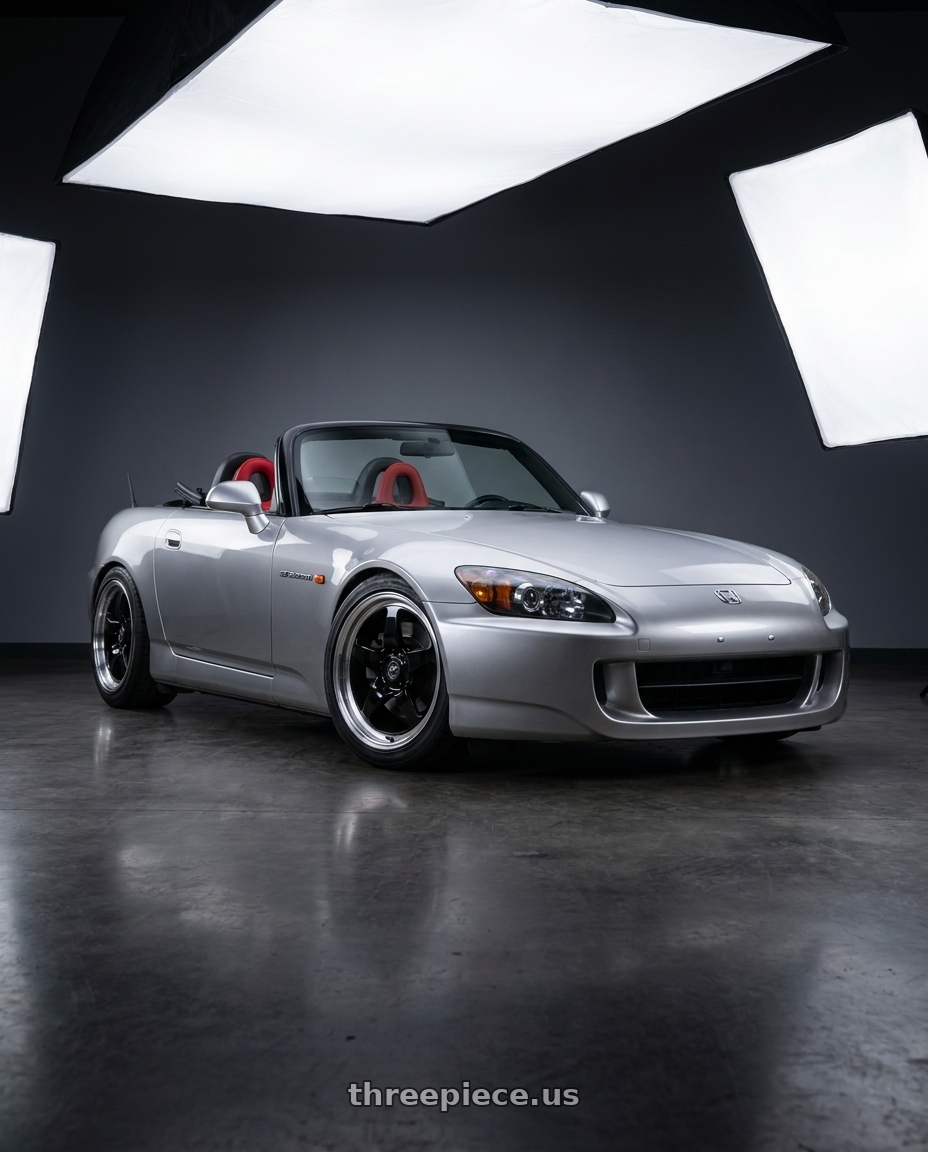 2009 Honda S2000 with Forgestar D5 Drag 5x114.3 17x7 +6 Gloss Black Machined wheels
