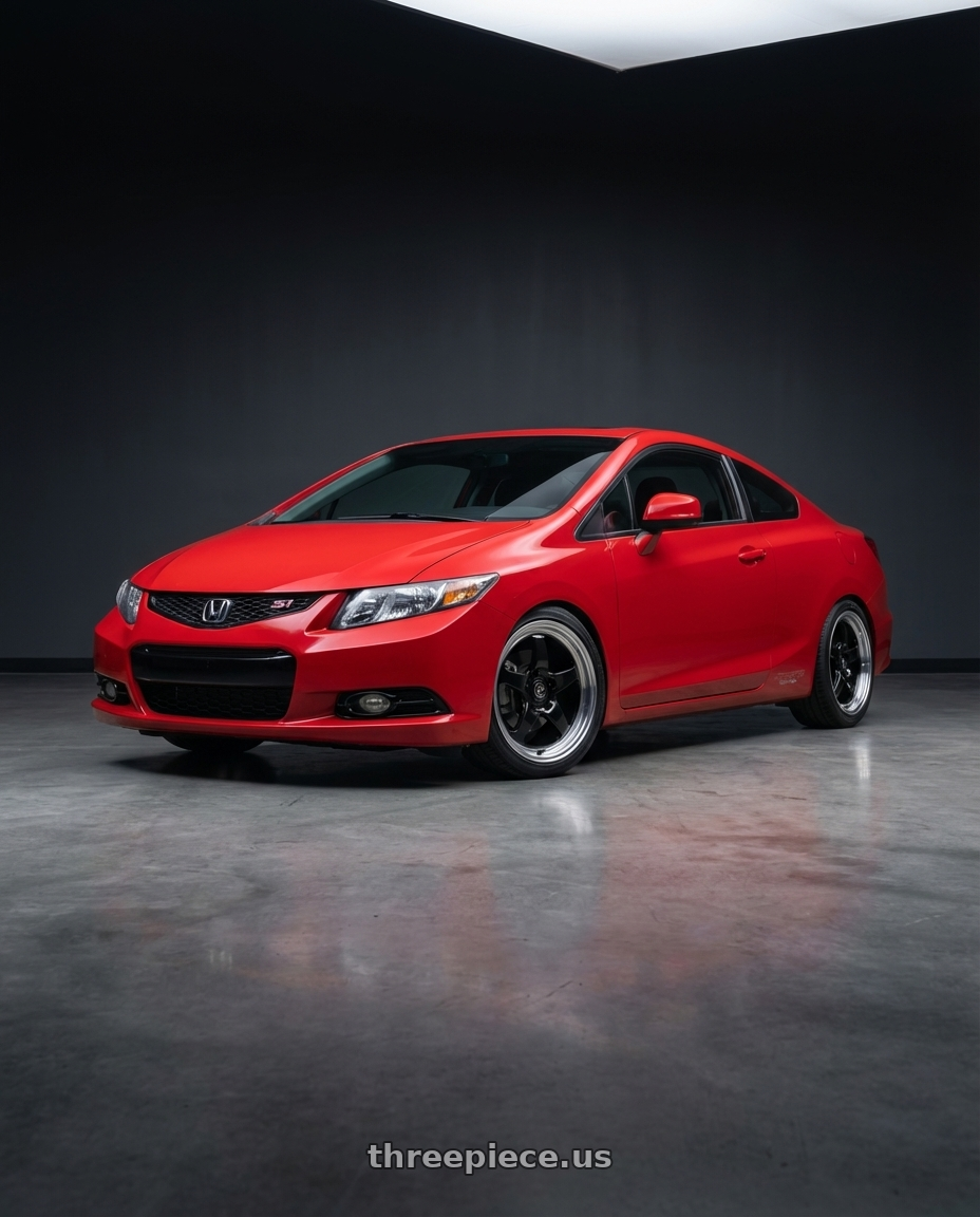 2015 Honda Civic Si with Forgestar D5 Drag 5x114.3 17x5 -21 Gloss Black Machined wheels