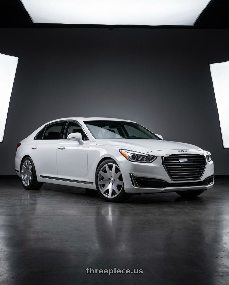 2018 genesis g90 ultimate with MRR HR3 5x114.3 20x8.5 +35 Silver Machine Face wheels