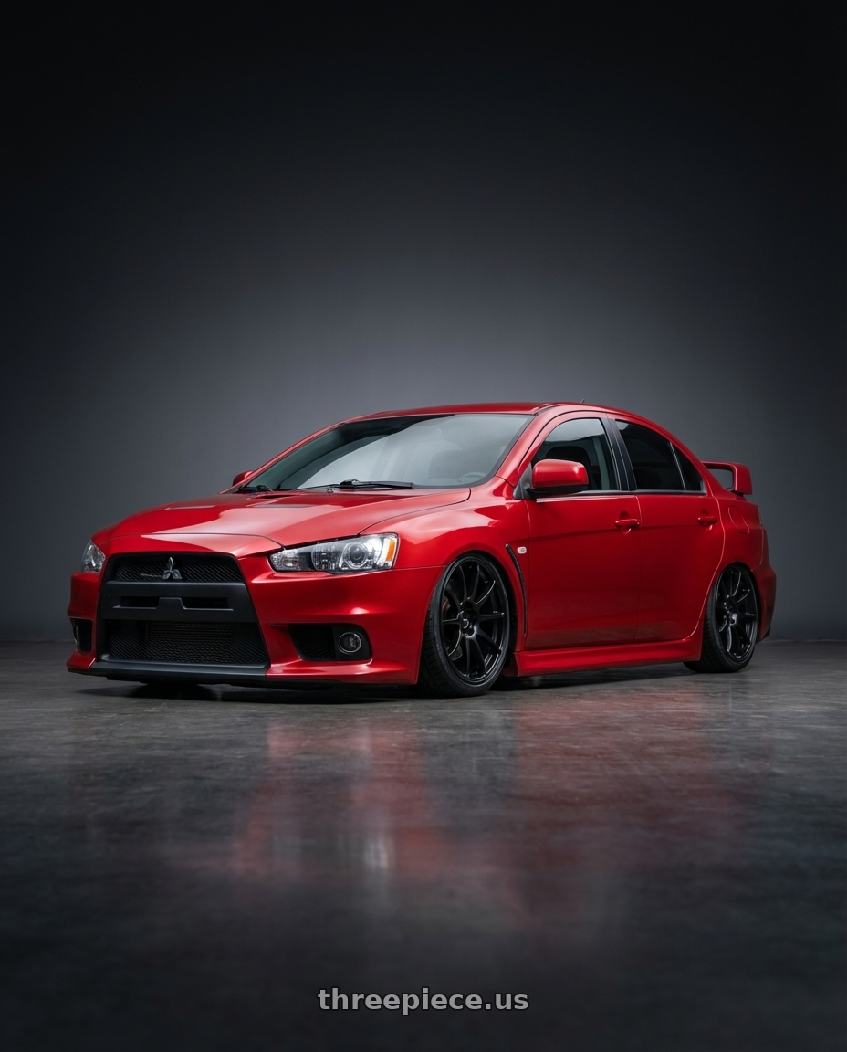 2012 Mitsubishi Lancer Evo X with Ssr Gtv02 5x114.3 18x8.5+40  FLAT BLACK wheels