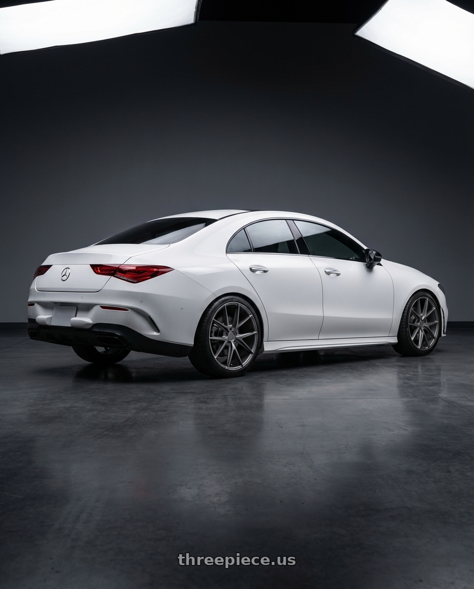 2023 Mercedes-Benz CLA C118 with Niche 1PC M116 MISANO 5X112 19X8.5 +34 MATTE GUN METAL wheels rear three quarter view square tires