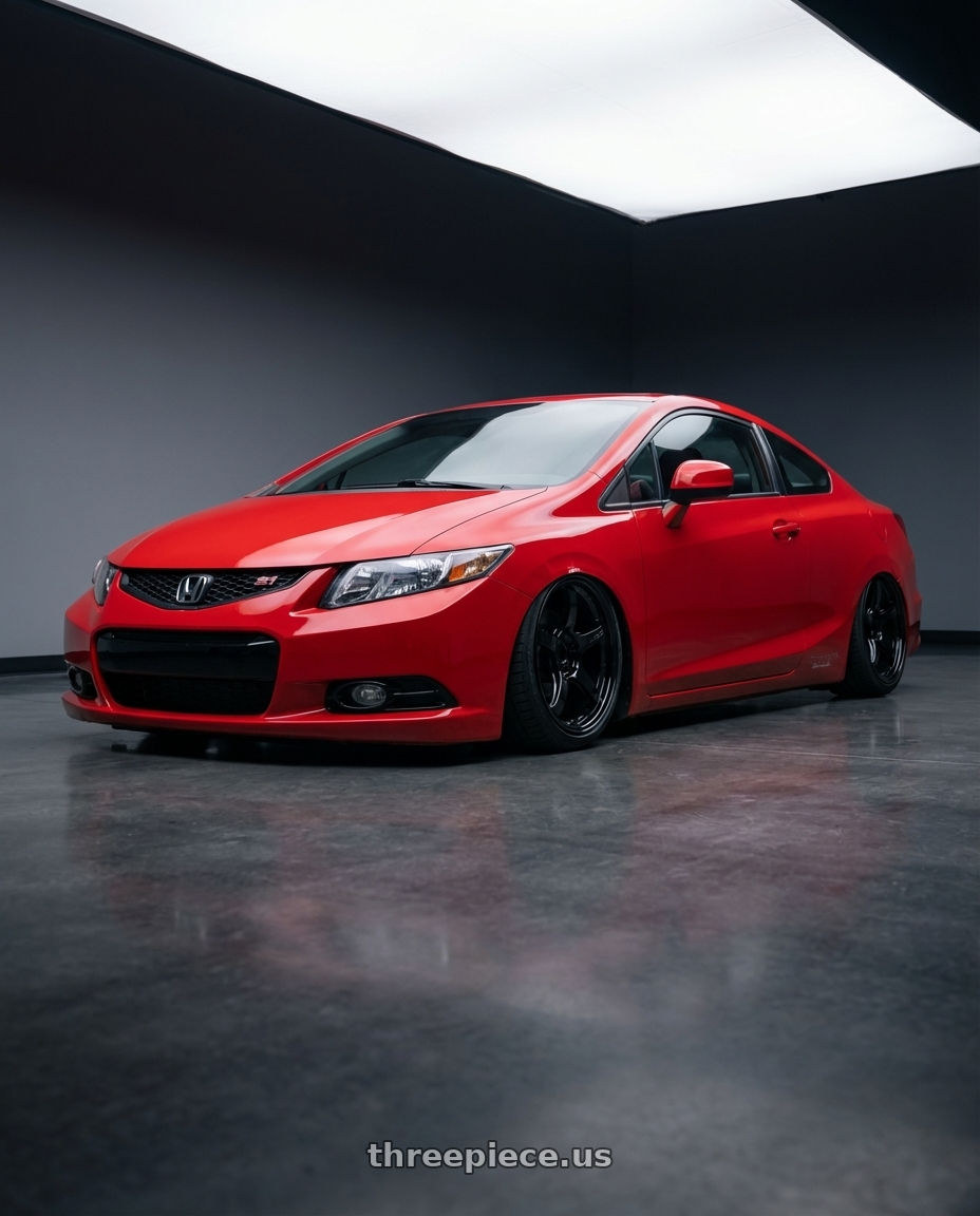 2011 Honda Civic Si with Gram Lights 57CR 5x114.3 18x9.5+12 Glossy Black wheels