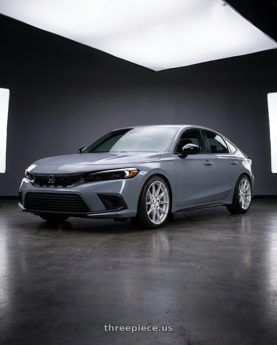 2026 honda civic with KATANA RACING KR10 5x114.3 18x8 +40 Glossy Silver Machine Face wheels