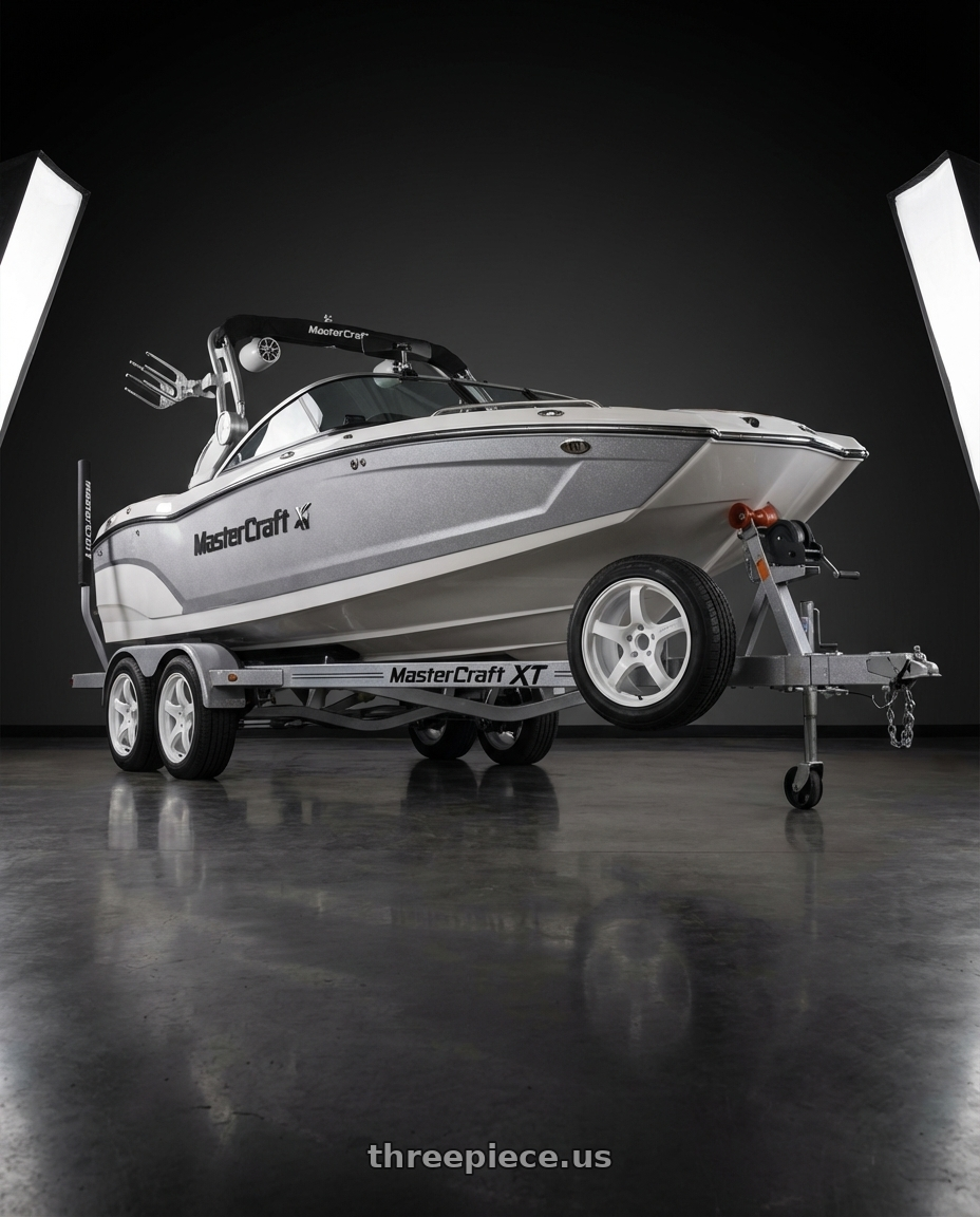 2017 mastercraft xt21 trailer, silver cloud flake with Gram Lights 57CR 5x100 17x9 +38 CERAMIC WHITE PEARL wheels