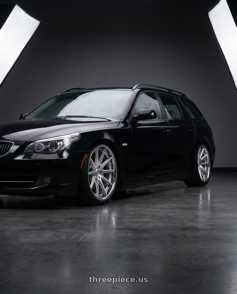 2010 bmw 535i xdrive black with Rohana RFC10 5x114.3 20x9+25 Machine Silver/Chrome Lip wheels