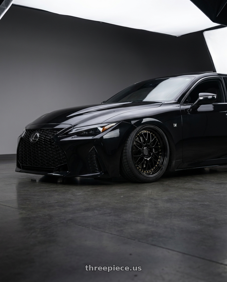 2025 lexus is350 f sport with Aodhan AH02 5x114.3 18x9.5+30 Gloss Black ( Gold Rivet) wheels