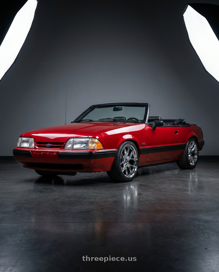 1991 ford mustang lx with ESR Wheels RF2 5x114.3 18x9.5 +22 Vacuum Chrome wheels