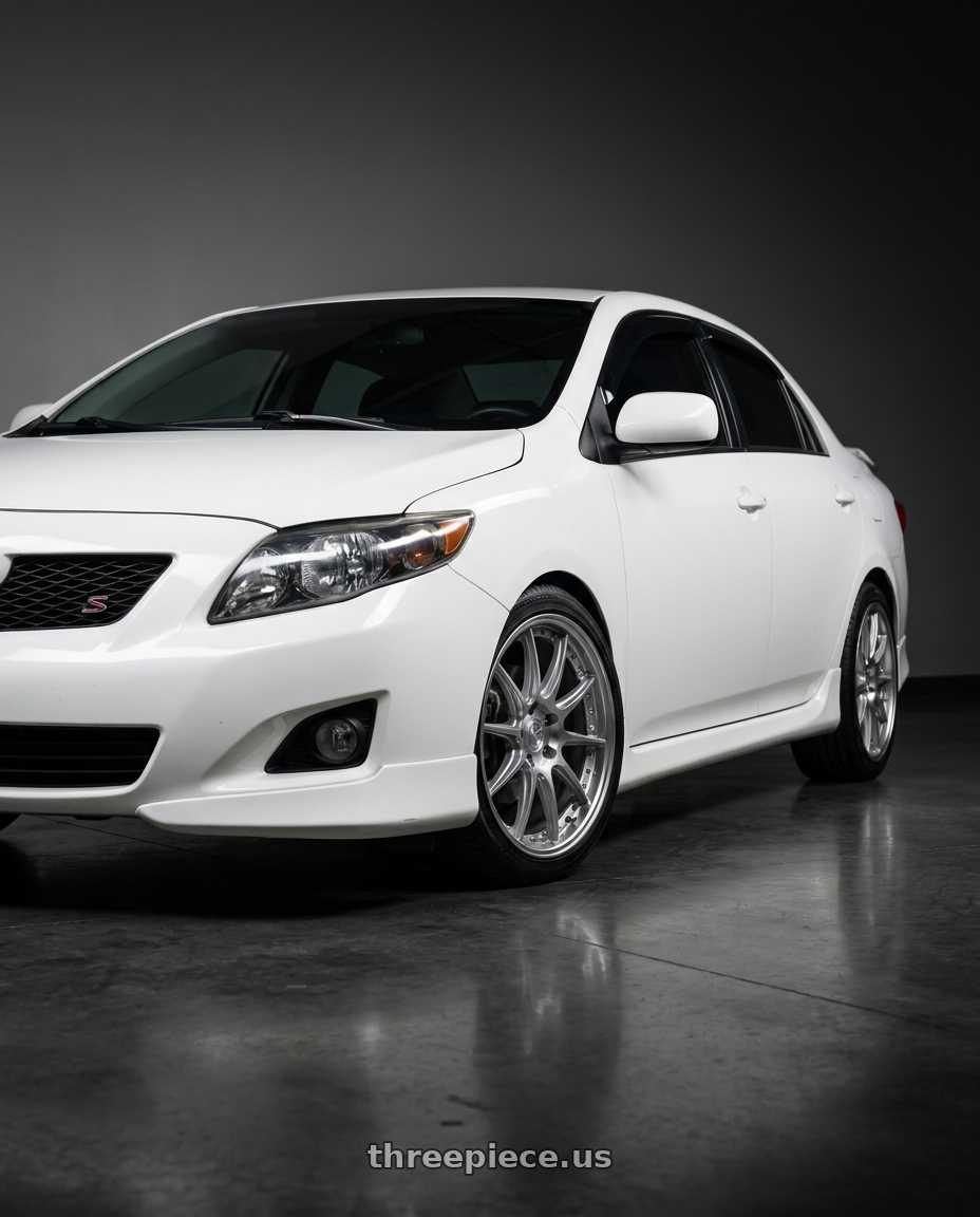 2010 S Toyota Corolla  with Aodhan DS07 5x100 18x9.5+35 Silver w/Machined Face wheels