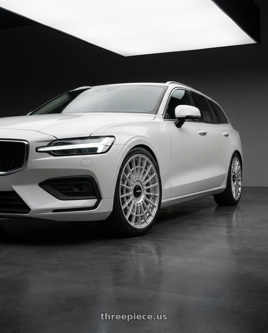 2025 Volvo V60 with Rotiform 1PC R134 FLG 5X120 18X8.5 +35 GLOSS SILVER wheels