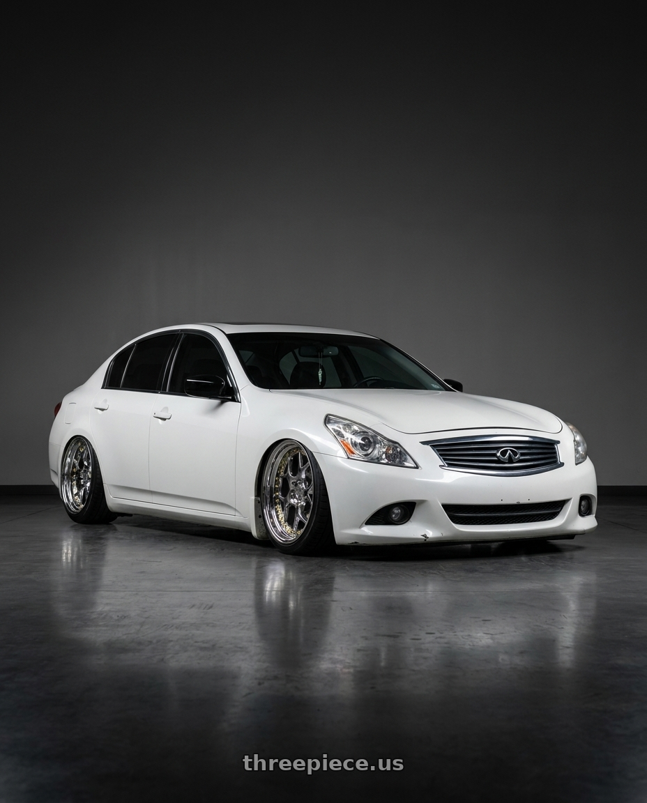 2013 infiniti g37 base with Aodhan DS01 5x114.3 19x10.5+22 Vacuum Chrome W/ Gold Rivets wheels
