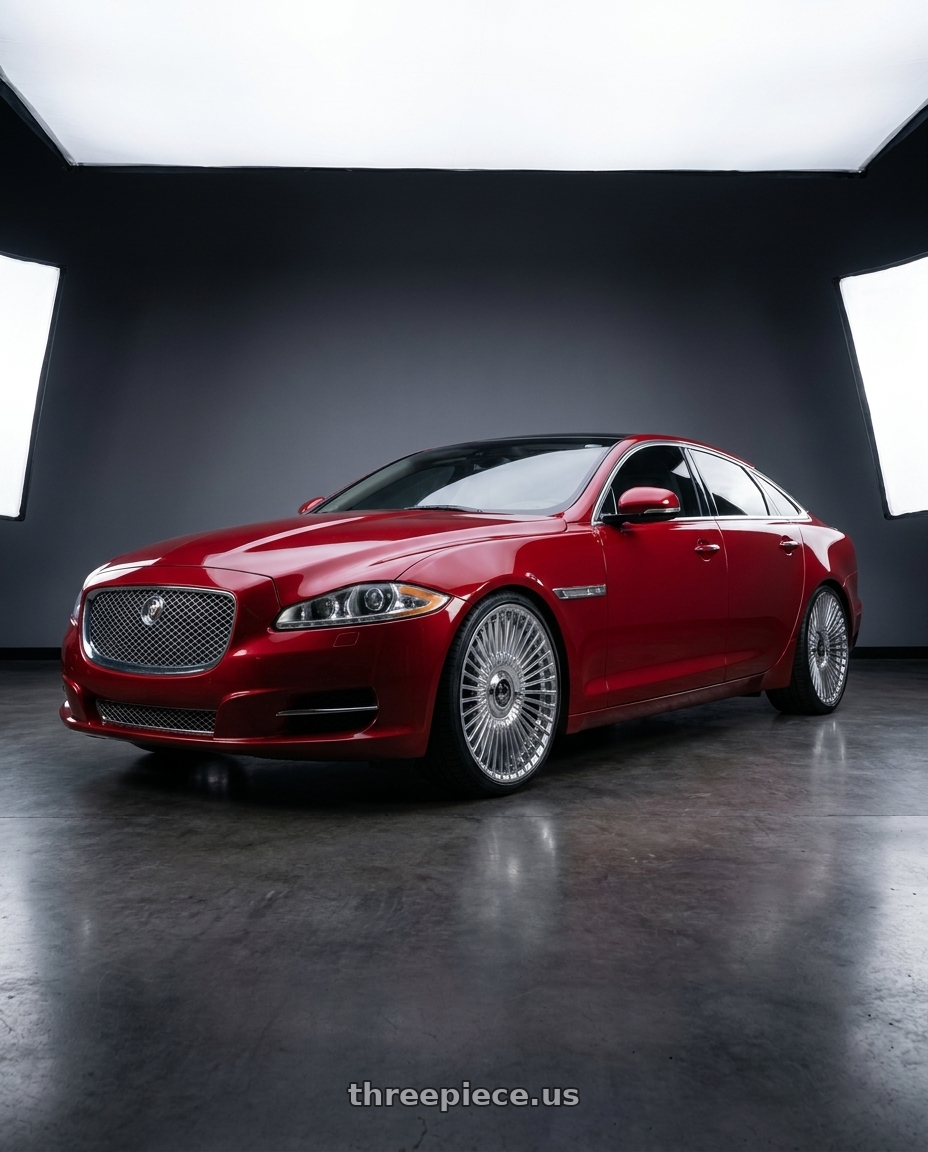 2014 Jaguar xjl red with Motiv 436C 5X108/5x114.3 20x8.5 +40 Chrome Plated wheels