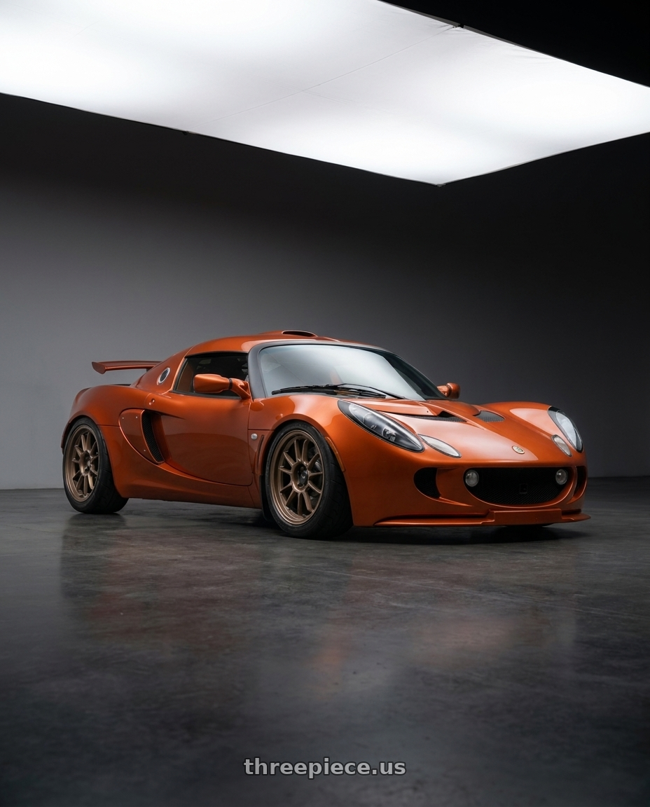 2011 Lotus Exige S 240 with Konig Hypergram 4x100 16x7.5+38 Race Bronze wheels front three quarter view stanced stance