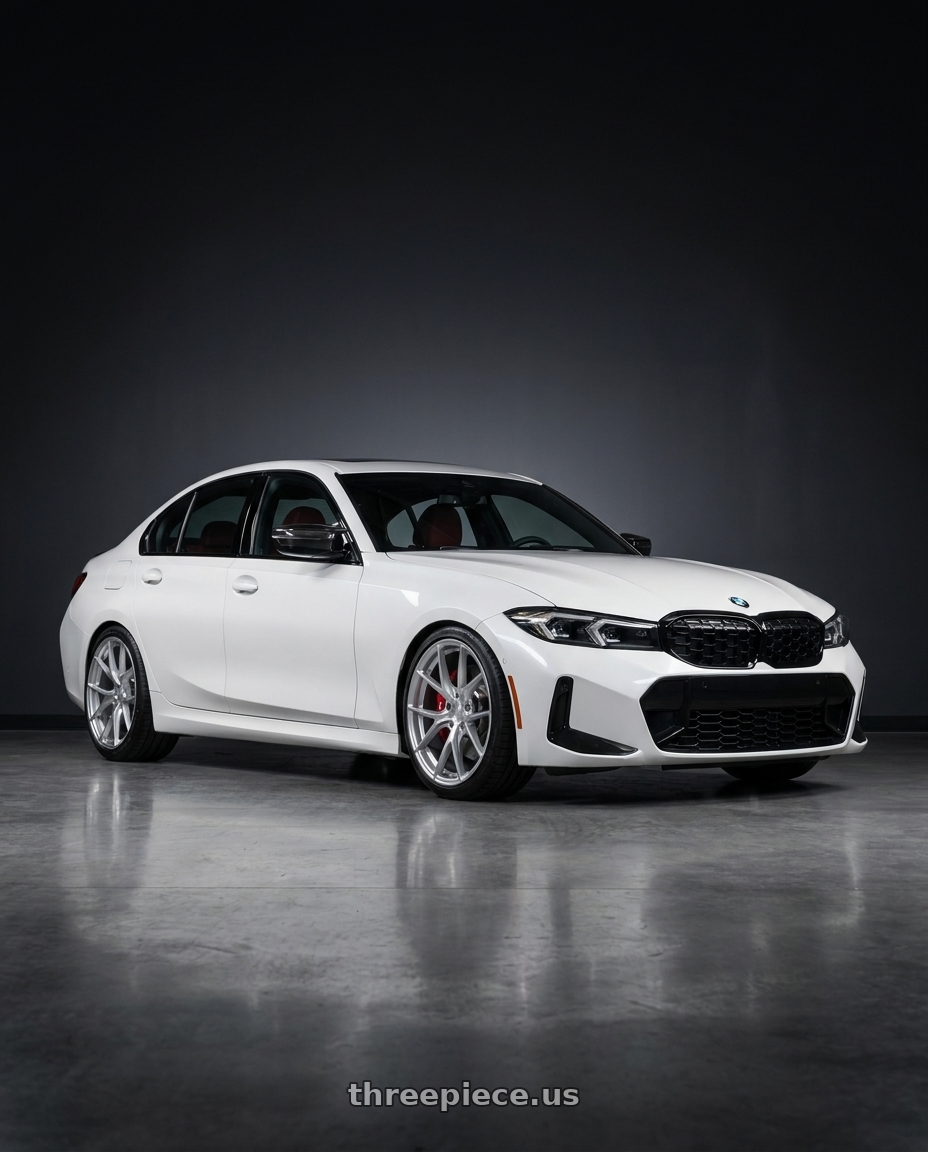 2025 BMW M340i xdrive with Aodhan AFF7 5x112 19x9.5+35 Gloss Silver Machined Face wheels