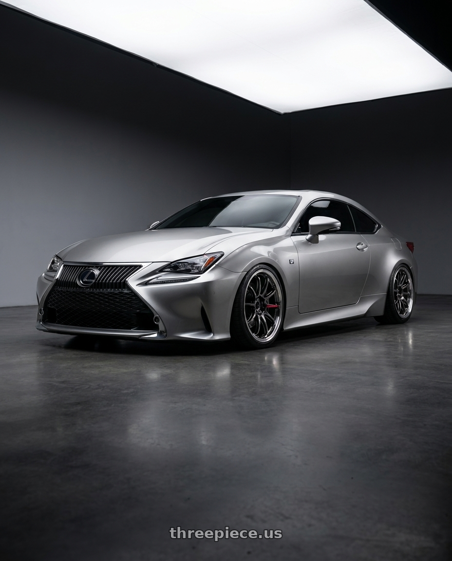 2017 Lexus RC 200t atomic silver with Work Emotion Zr10 5x114.3 19x8.5 +38 Glim Black Diamond Rim cut wheels