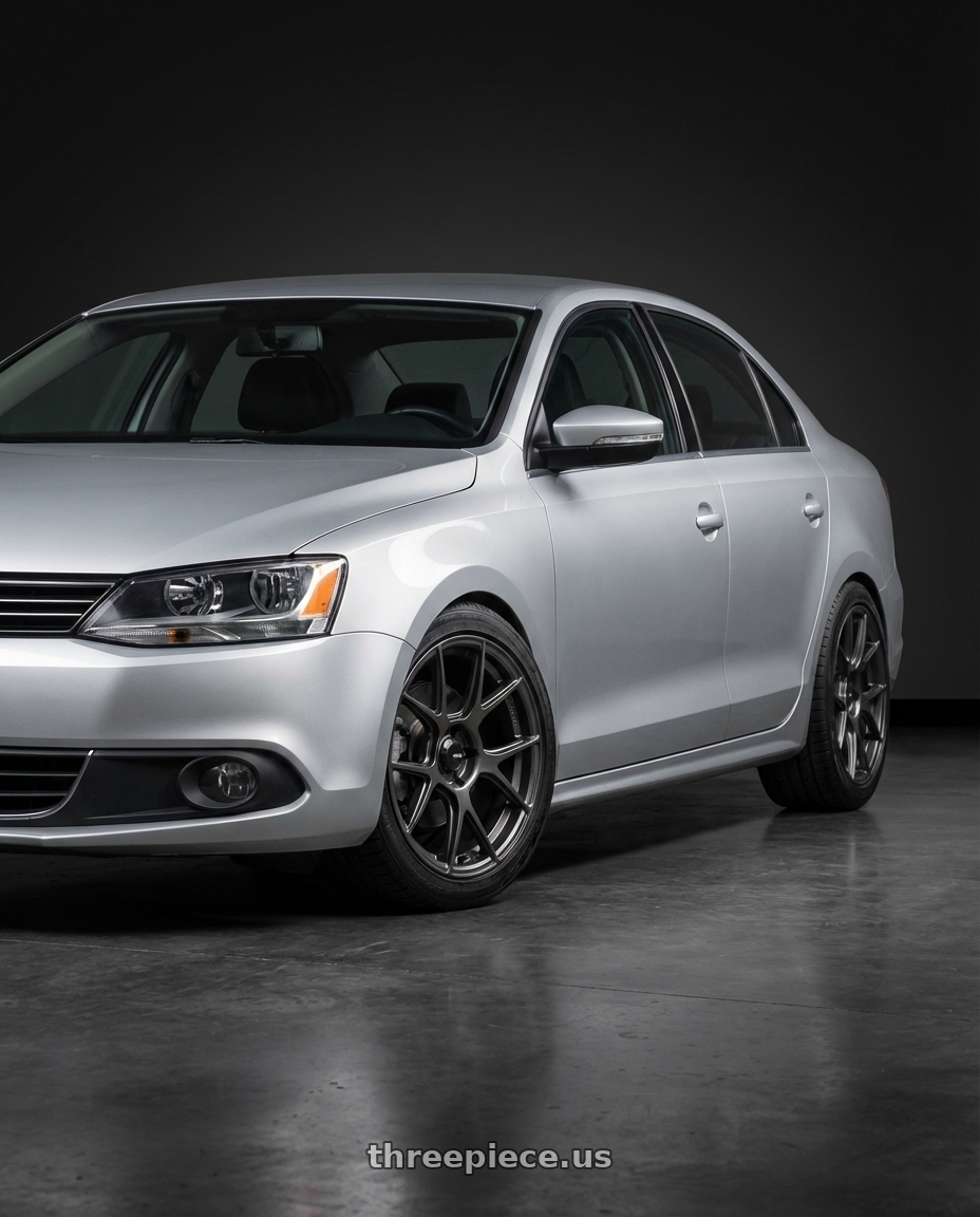 2016 Volkswagen Jetta GLI MK6 with Konig Ampliform 5x112 18x8.5+43 Dark Metallic Graphite wheels