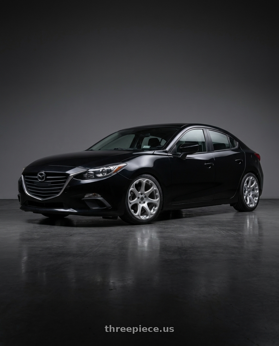 2017 mazda 3 sport black with Heritage Wheel Kokoro Monoc 5X100 18x8.5+35 Silver wheels