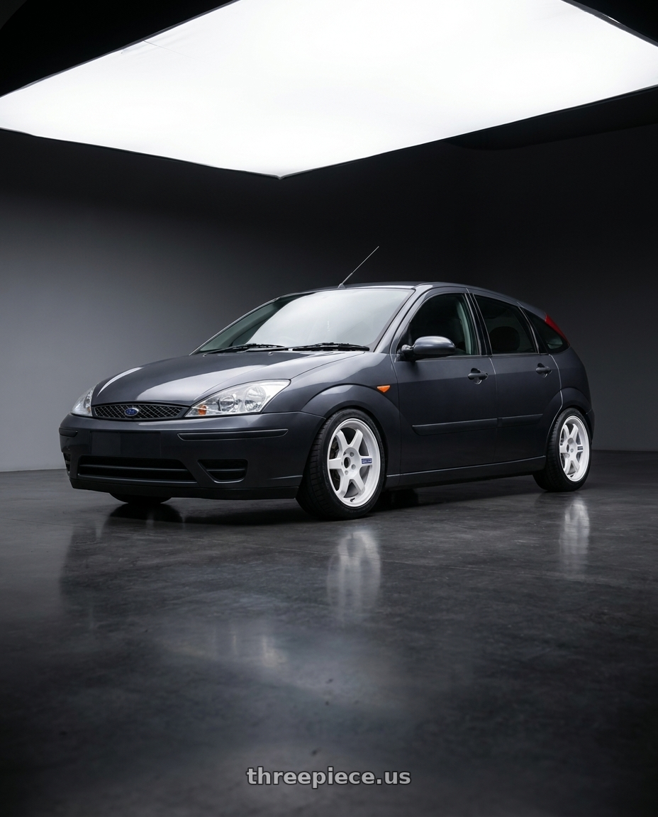 2004 ford focus hatchback with Volk Racing TE37 Gravel 5x114.3 15x7.0+35 White wheels
