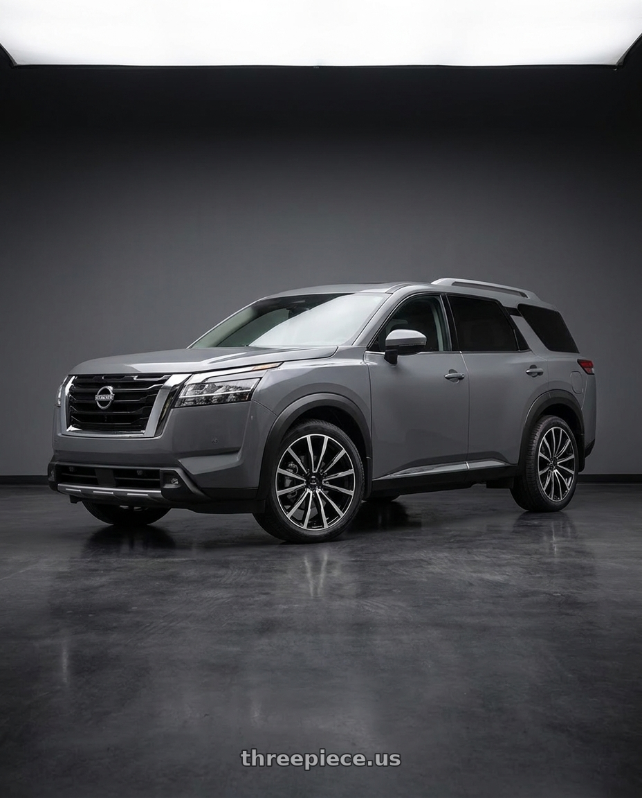 2026 nissan pathfinder platinum fwd with Cavallo CLV-47 5x114.3/5x120 20x8.5 +35 Gloss Black & Machined wheels