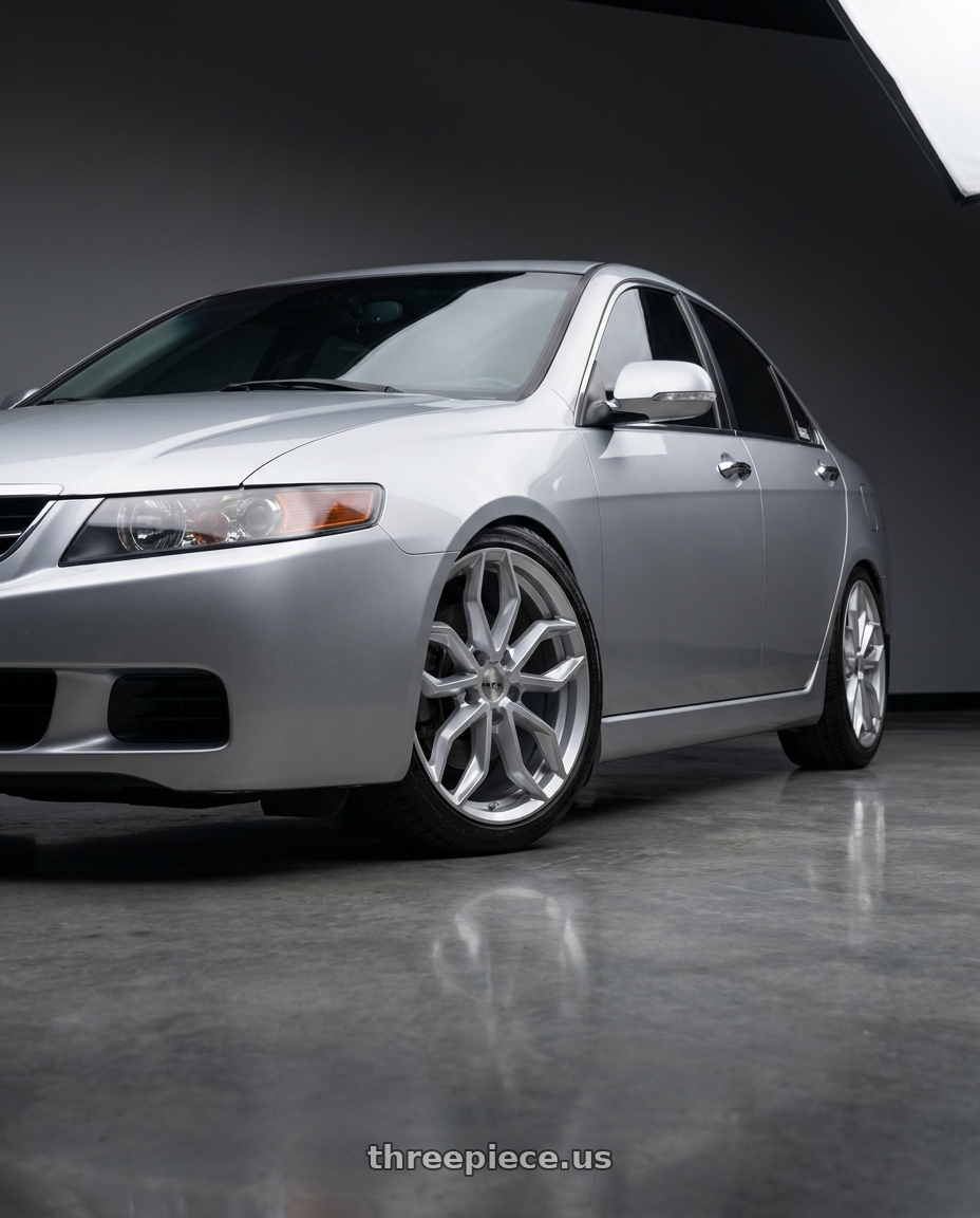 2004 Acura TSX with RTX Corsa 5x114.3 18x7.5 +40 Hyper Silver wheels