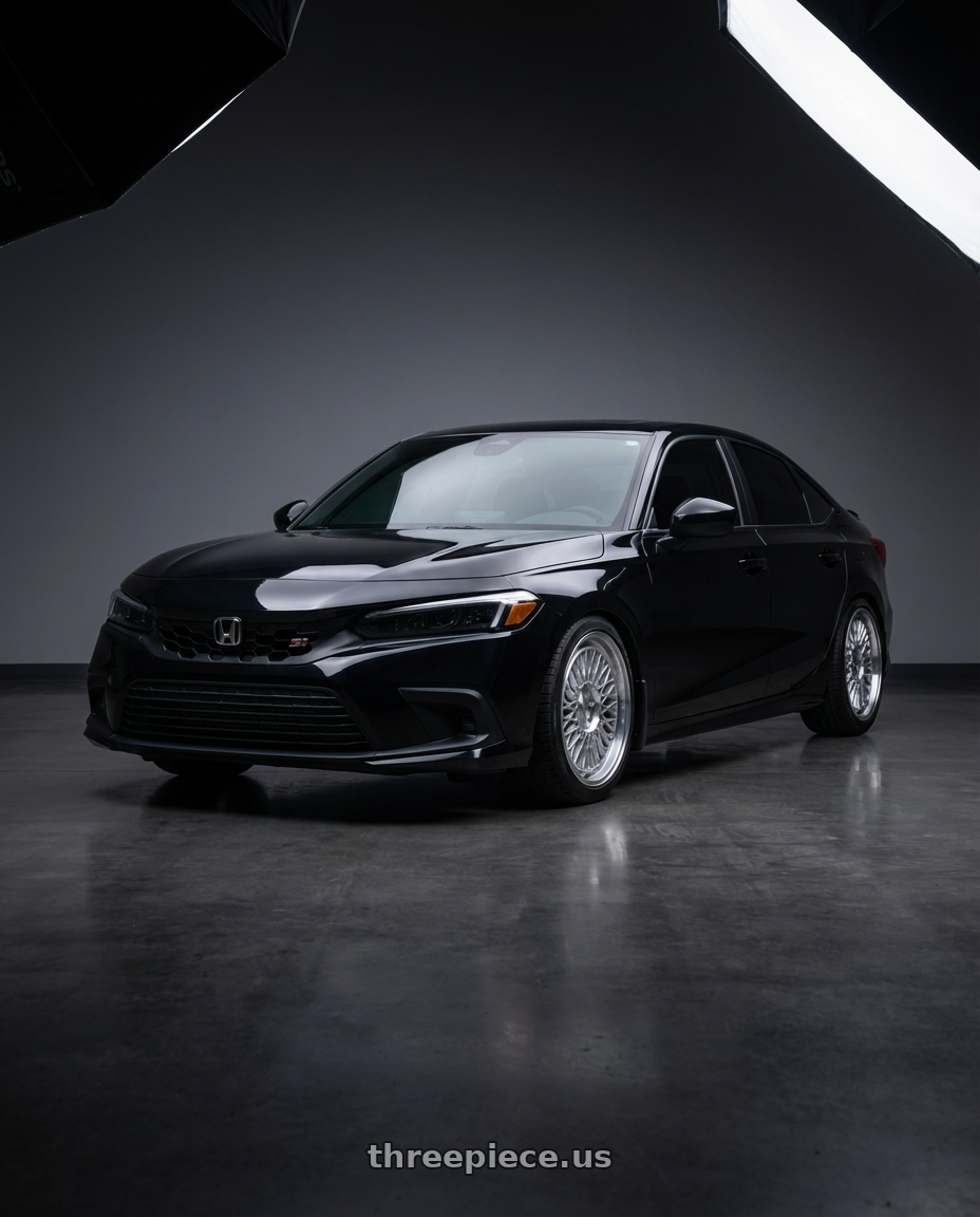 2024 Honda civic si with Klutch SLC1 5x114.3 18x9.5  +35 Silver Machined Lip wheels