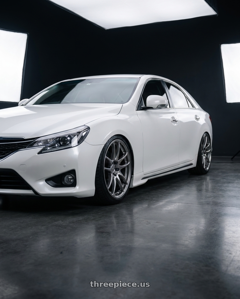 2014 Toyota Mark X with Work Emotion Cr Kiwami 5x100 18x7.5 +38 Gt Silver wheels