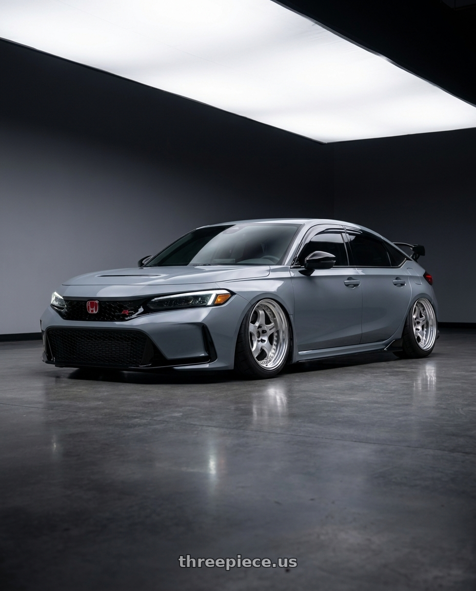 2024 civic type r with Work Meister S1 3P 5x120 19x10+55 O Disk Silver wheels