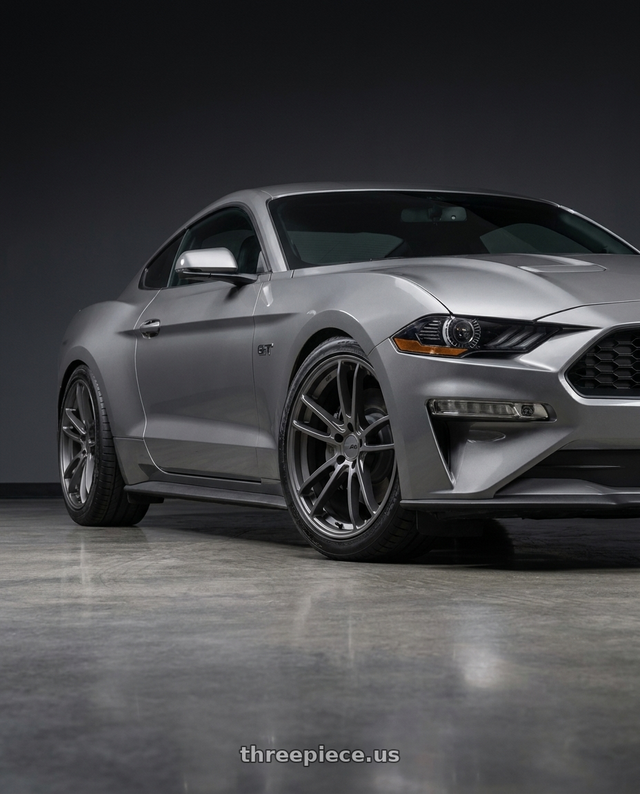 2021 Ford Mustang GT with American Racing AR941 MACH FIVE 5X114.3 20X10 +35 GRAPHITE wheels
