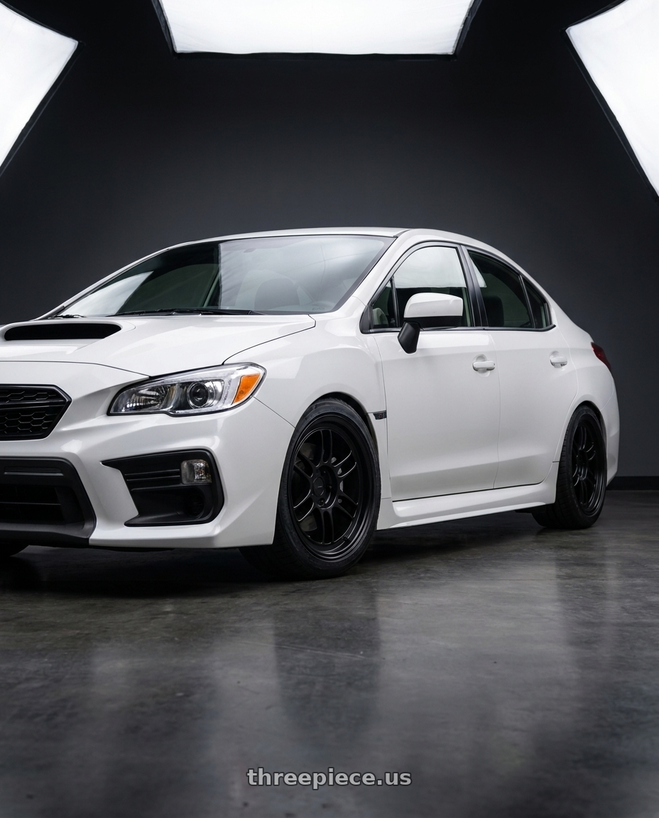2021 subaru wrx crystal white with Enkei RPF1 5x114.3 18x9.5+38 Matte Black wheels