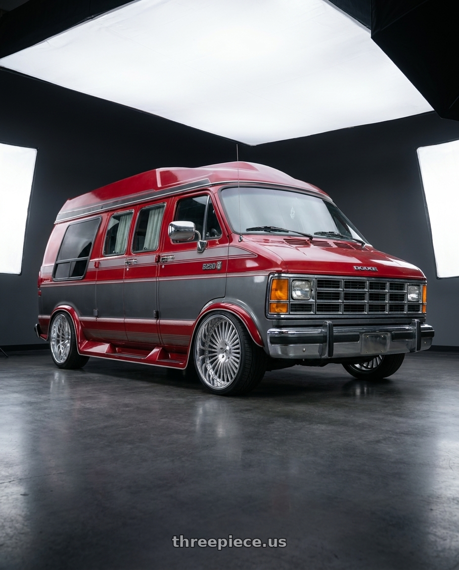 1990 dodge ram b250 with Amani R.E.A.L. 5x120/5x127 26x10 +5 Brush Center Chrome Lip wheels