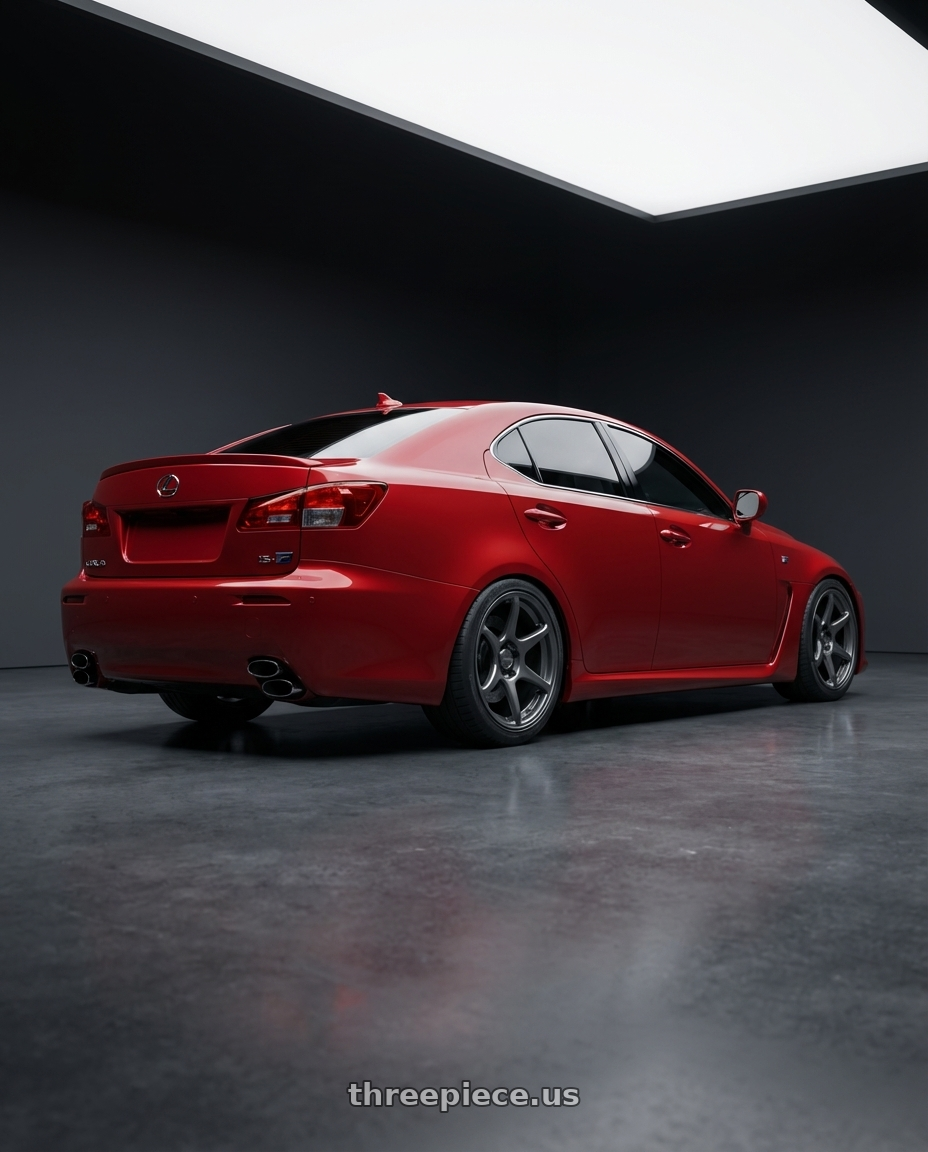2012 Lexus IS-F with Kansei K11G Tandem 5x114.3 19x9.5 12 Gunmetal wheels rear three quarter view square tires