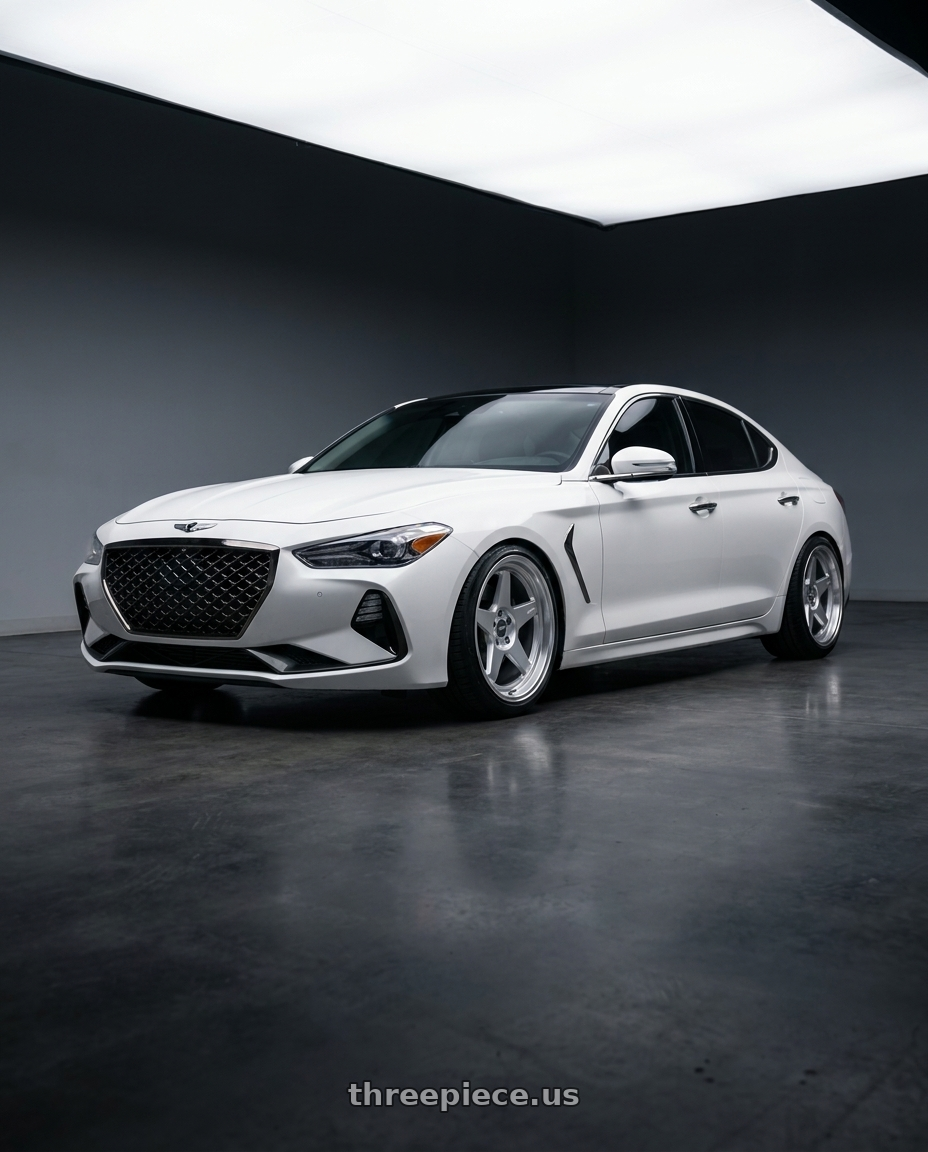 2019 Genesis G70 White with ESR Wheels CR SERIES CR5 5x100 18x10.5 +22 Hyper Silver wheels