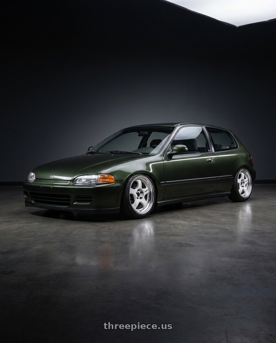 1995 honda civic dx hatchback nori green metalic with Work Meister S1 2P 4x100 15x7+22 R Disk Black wheels