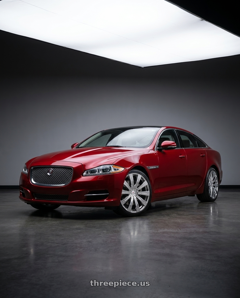 2014 jaguar xj red with Cavallo CLV-49 5x108/5x114.3 20x8.5 +35 Nano Chrome wheels