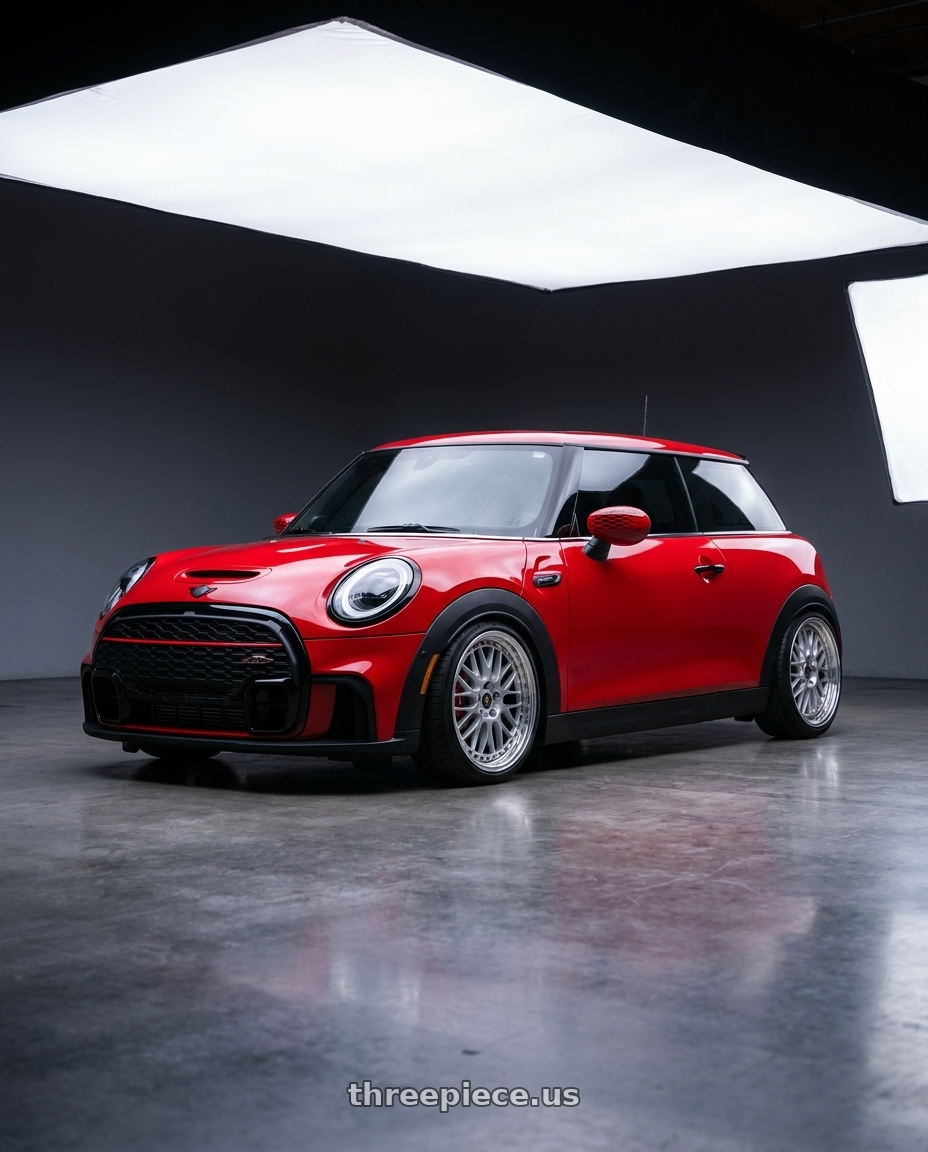 2025 mini jcw red with Work Vs-Xx 5x112 18x8+42 T Disk Light Grey Silver wheels