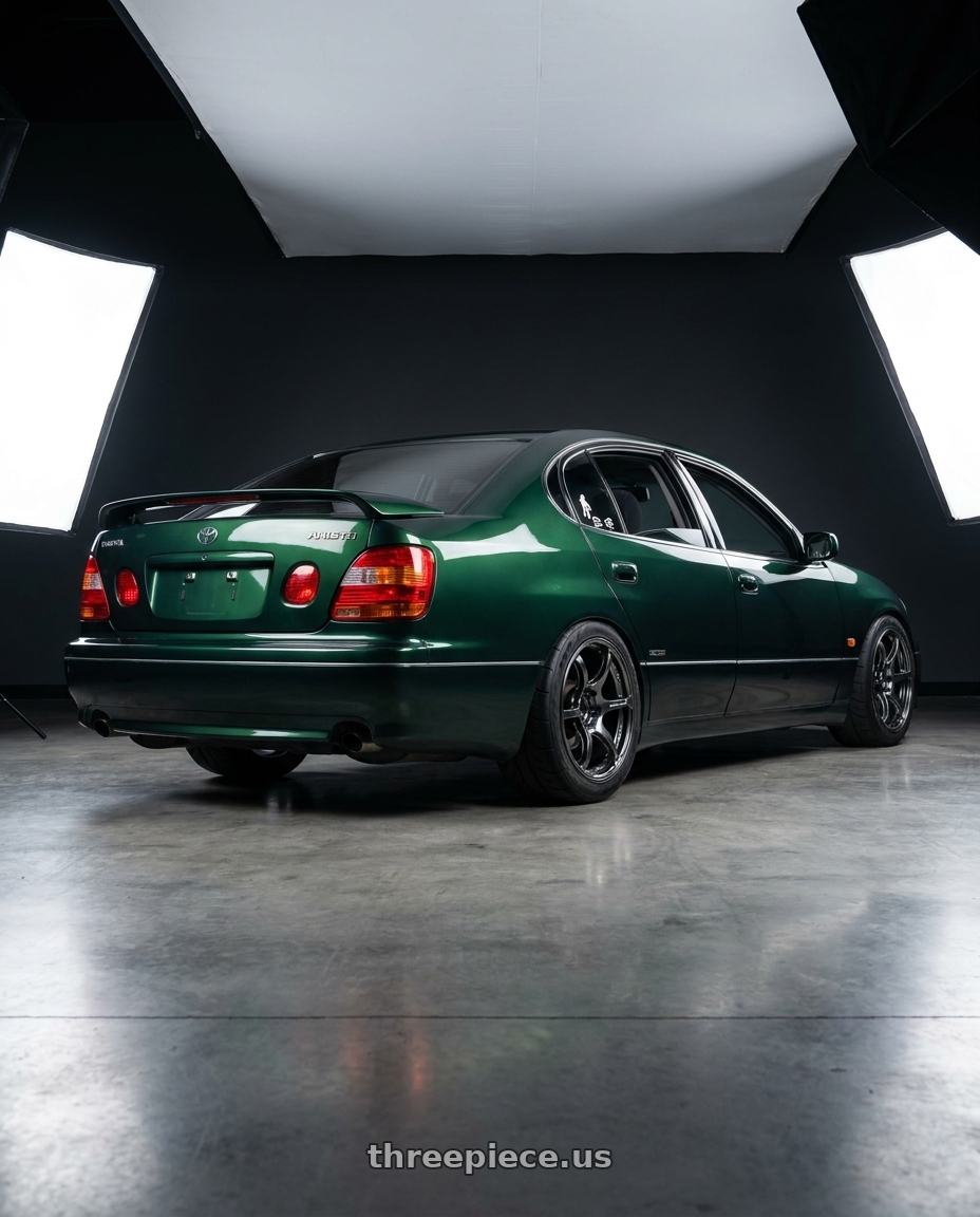 1998 toyota aristo with Advan RGIII 5x114.3 18x8.5+31 Hyper Black wheels rear three quarter view meaty tires