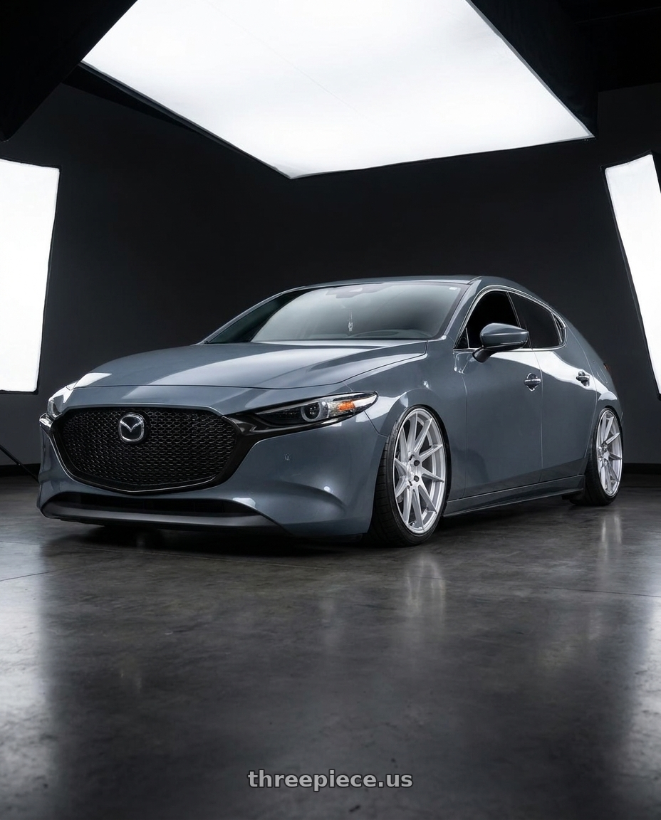 2023 Mazda Mazda3 Turbo with Aodhan AH09 5x114.3 18x8.5 +35 Gloss Silver Machined Face wheels
