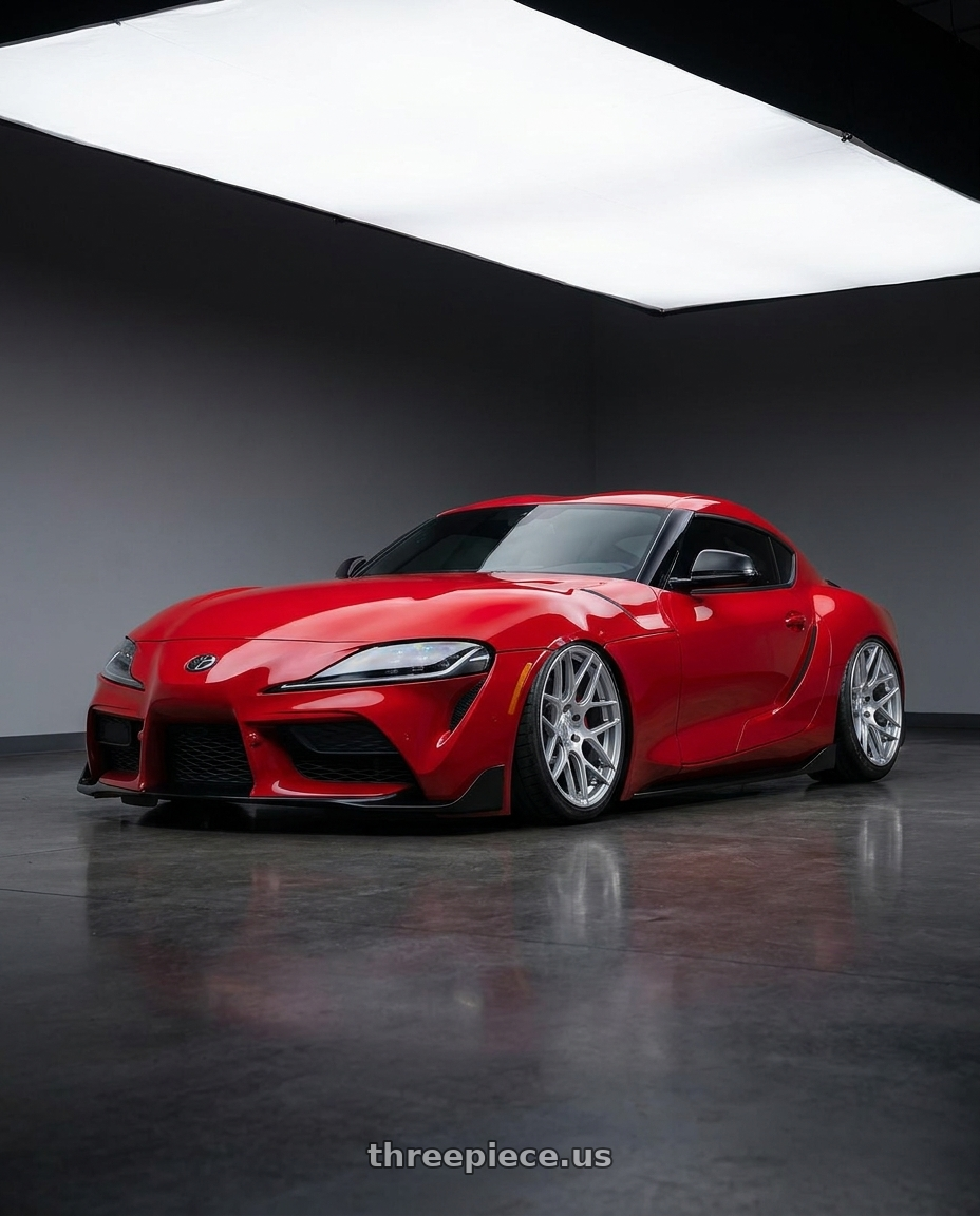 2023 Toyota GR Supra with Aodhan AFF2 5x112 19x9.5+35 Gloss Silver Machined Face wheels