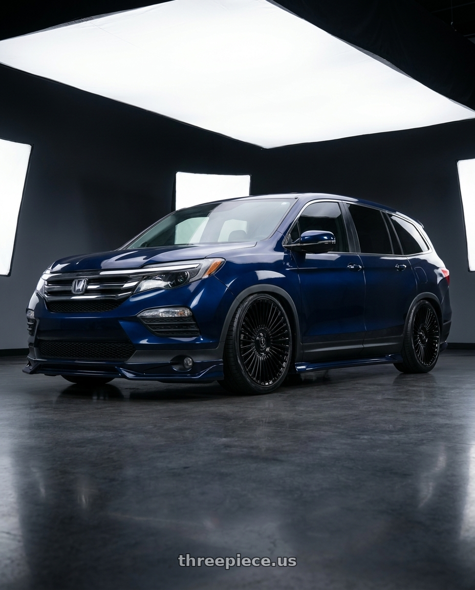 2017 Honda pilot ex-l with DOLCE LUXURY TRENTO 5x112/5x114.3 22x10.5 +40 Glossy Black wheels