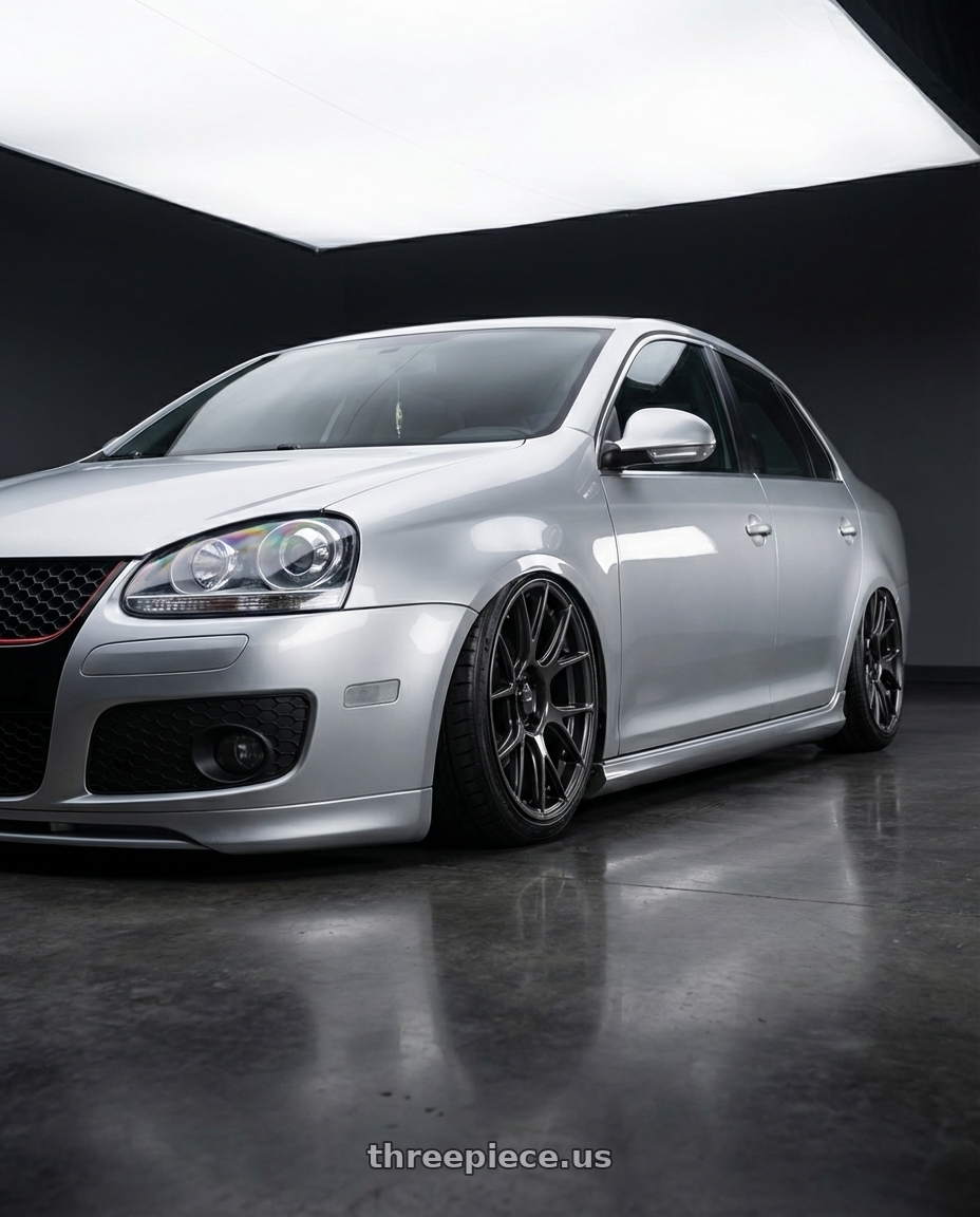 2009 Volkswagen Jetta GLI MK5 with Konig Ampliform 5x112 18x8.5+43 Dark Metallic Graphite wheels