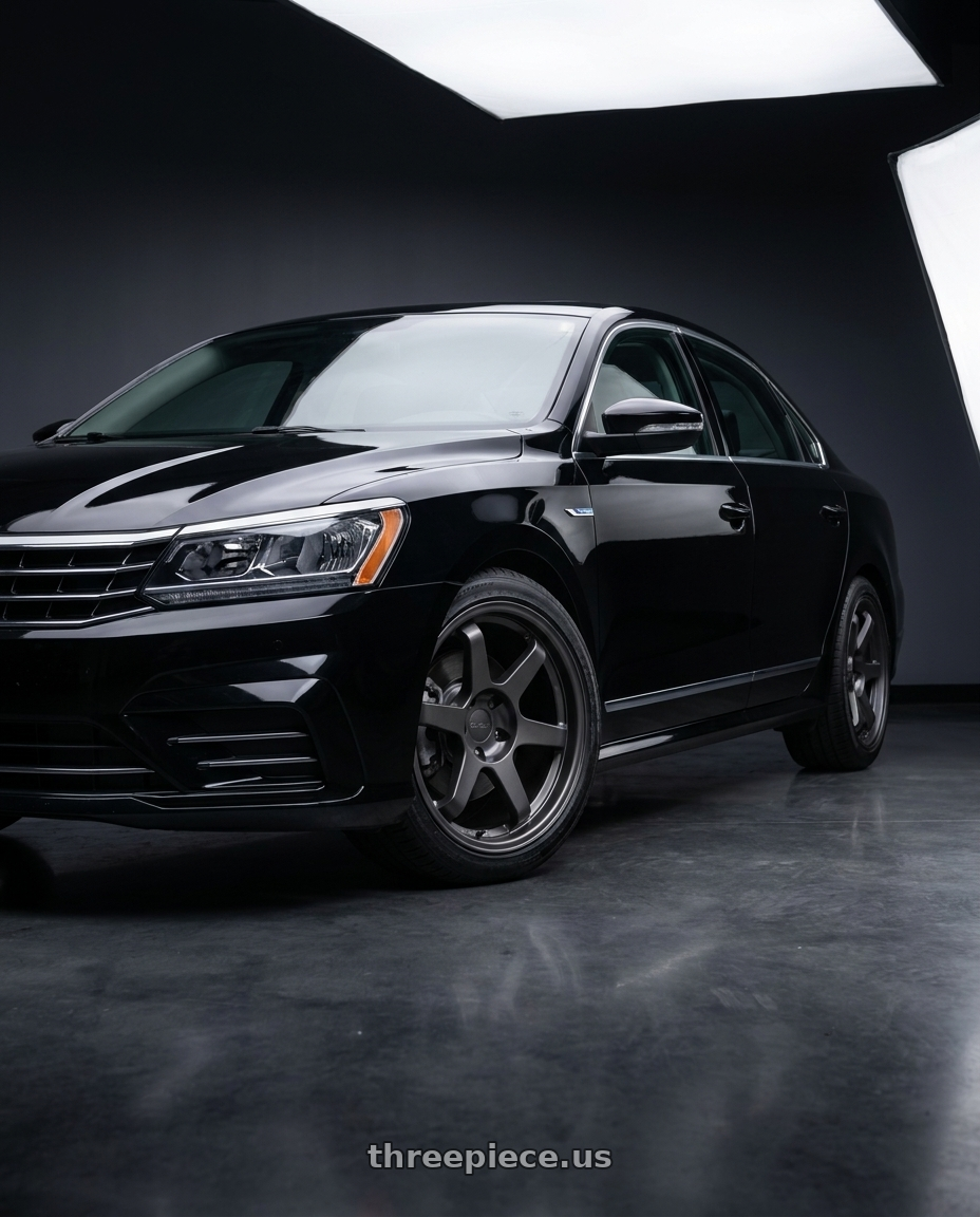 2017 Volkswagen Passat Rline black with 9six9 SIX-1 5x112 19X8.5 +35 Carbon Gray wheels