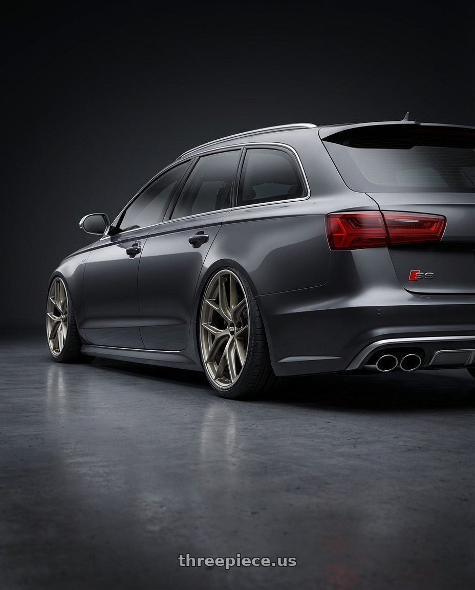 2016 Audi S6 C7 with BBS CC-R 5x112 20x8.0+27 Satin Platinum wheels rear three quarter view slight stretch tires