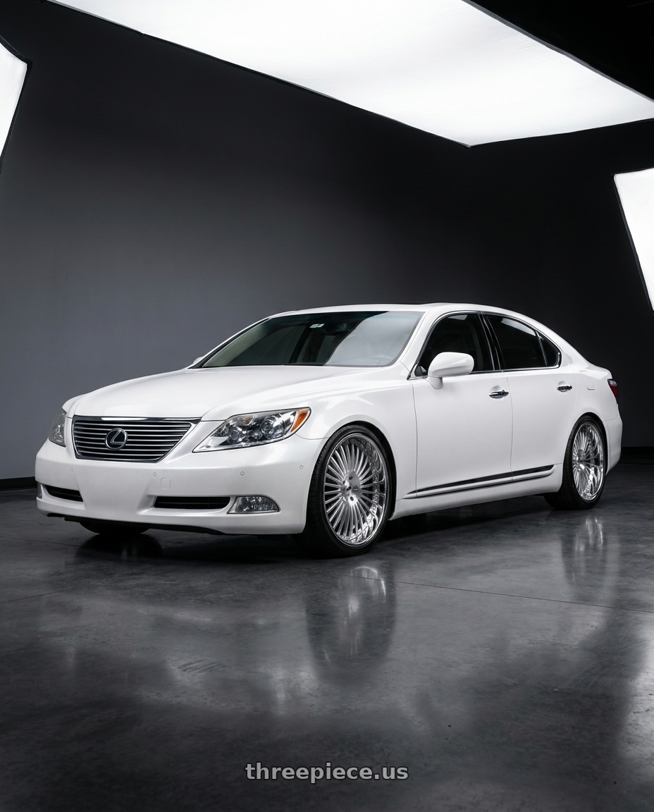 2011 Lexus LS460 with Amani R.E.A.L. 5x112/5x120 22x9 +32 Brush Center Chrome Lip wheels